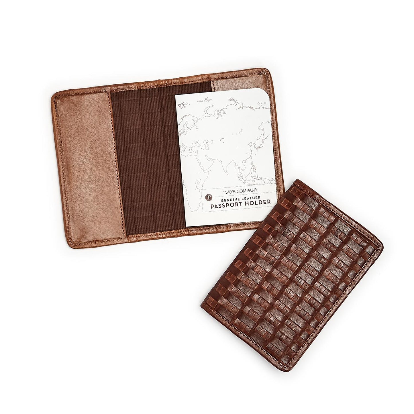 Chestnut Woven Leather Passport Holder