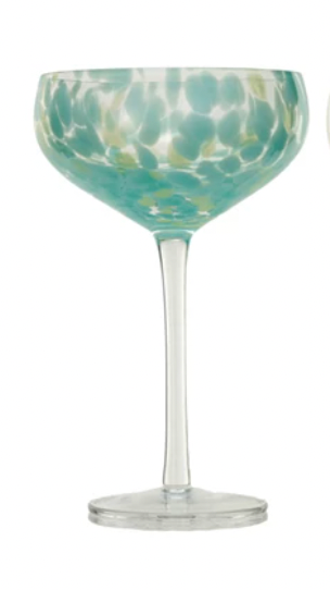 Blown Stemmed Confetti Champagne/Coupe Glass, 4 Styles