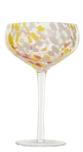 Blown Stemmed Confetti Champagne/Coupe Glass, 4 Styles
