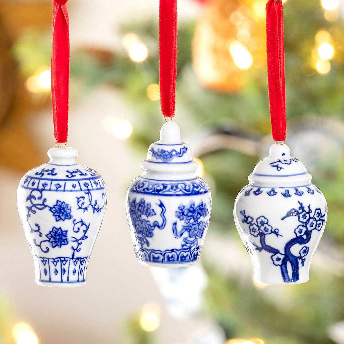 Chinoiserie Ginger Jar Ornament, 3 Assorted