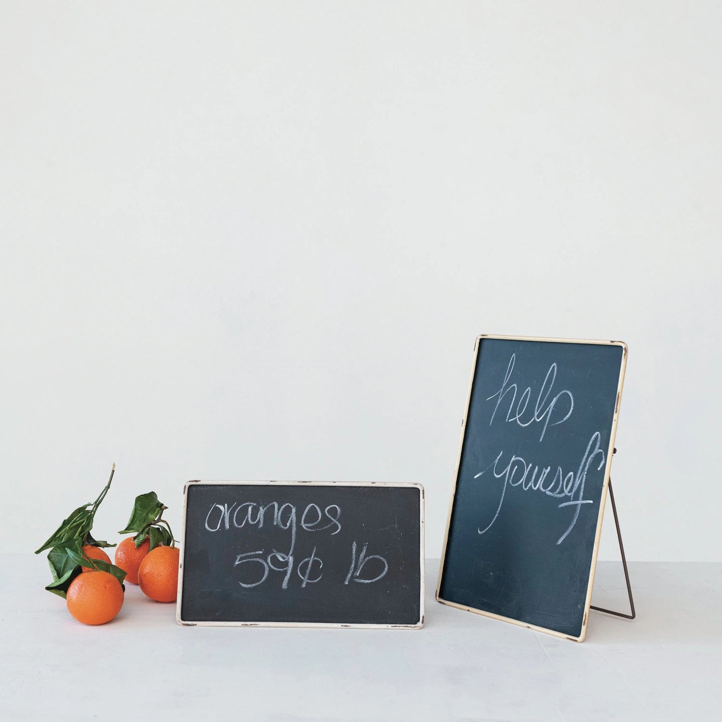 Metal Framed Chalkboard w/ Easel, Distressed Finish, Yellow