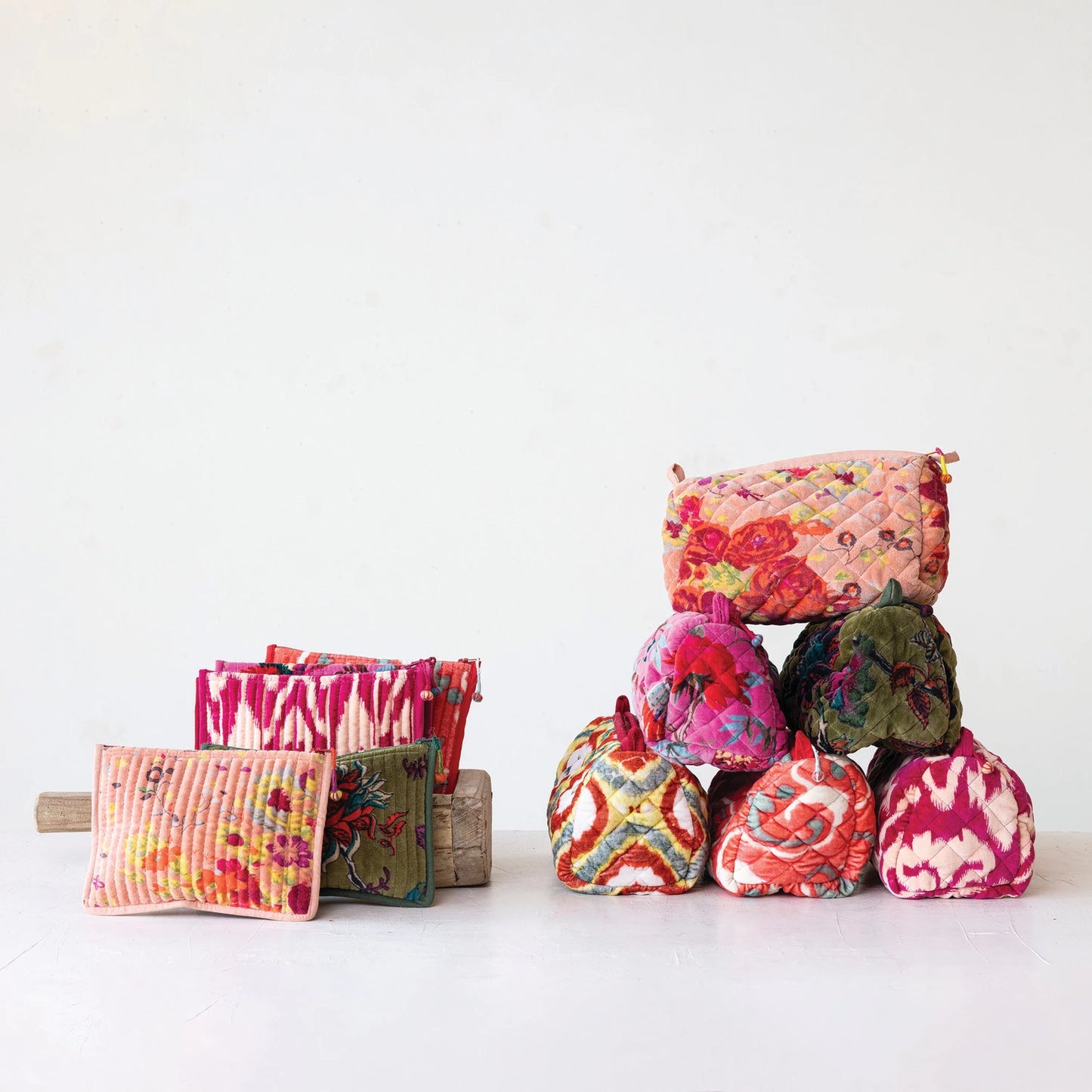 Zip Pouch w/ Interior Pockets & Coating, 6 Styles (Each One Will Vary)