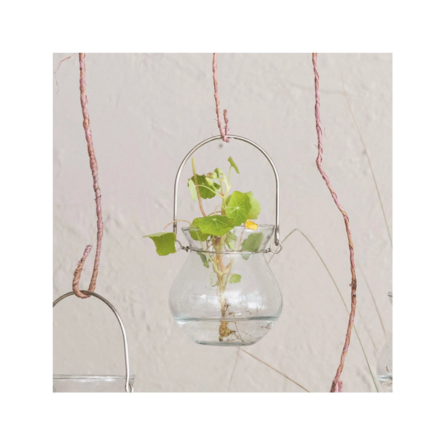Hammered Recycled Glass Tealight Holder w/ Metal Handle