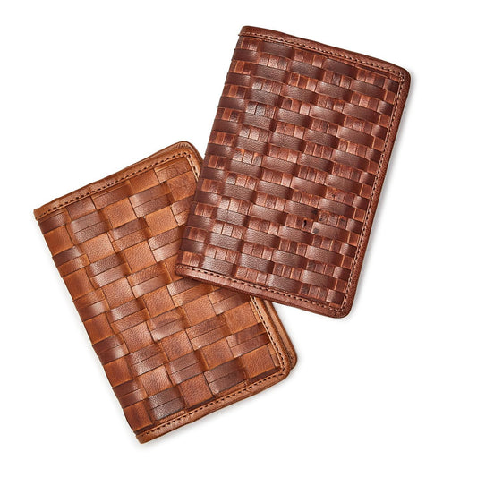 Chestnut Woven Leather Passport Holder