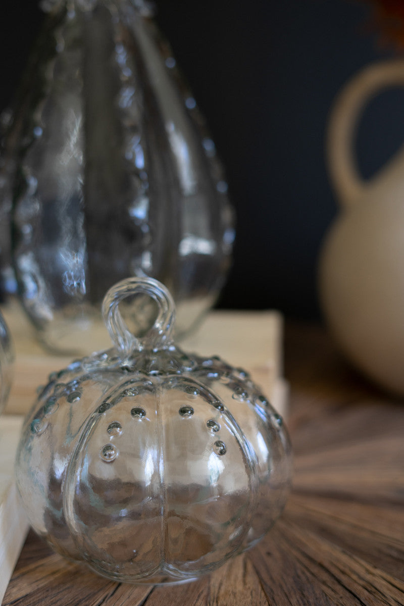 Set of 3 Clear Glass Pumpkins