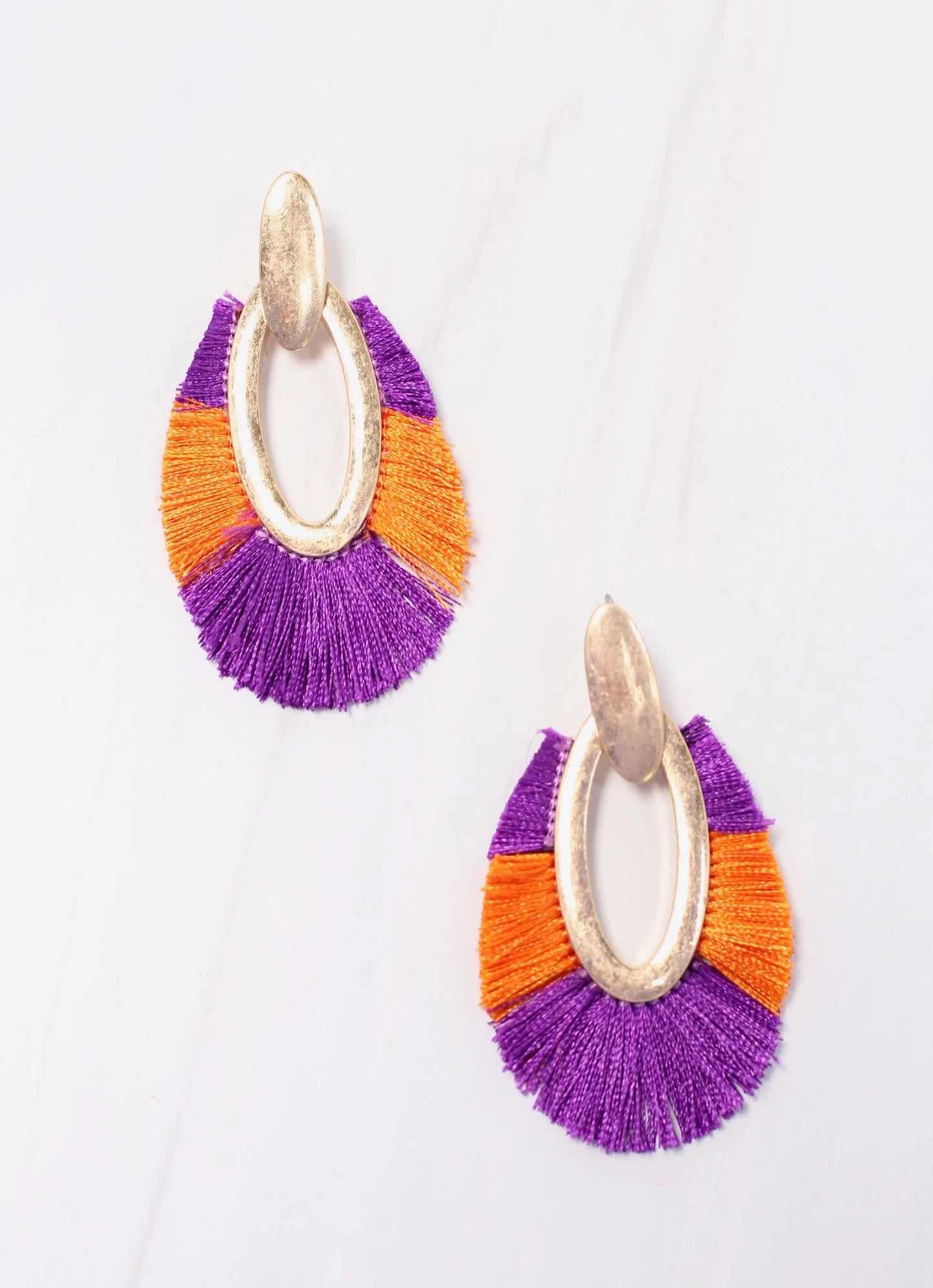 First Down Fringe Earring PURPLE ORANGE