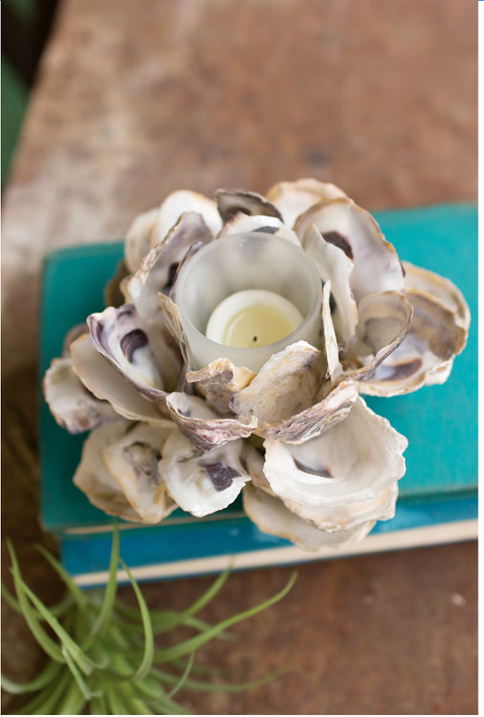 Oyster Shell Flower Votive Holder