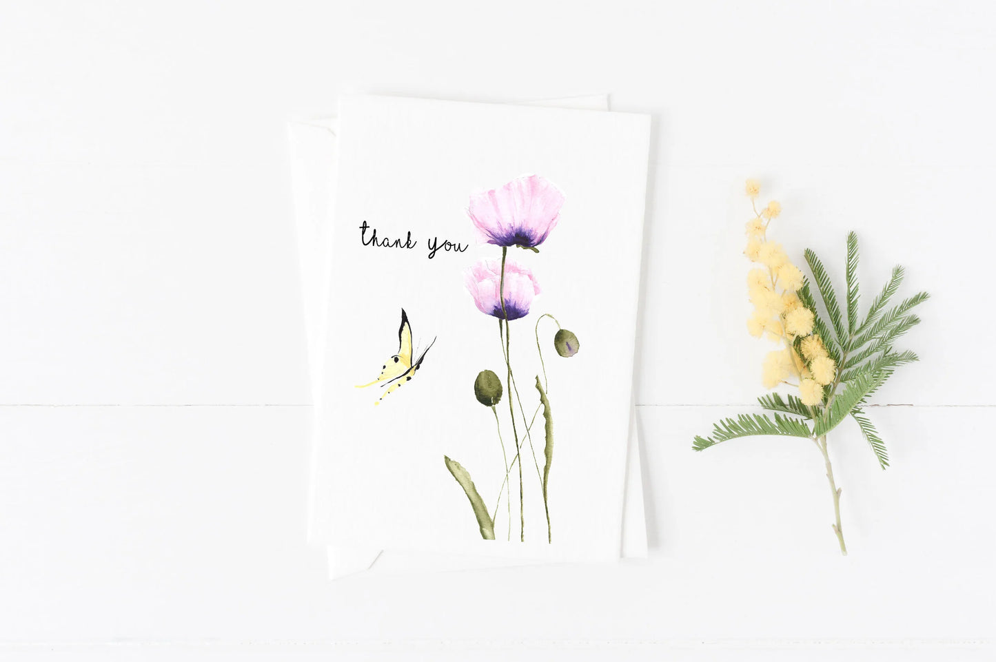 Pink Poppy Petals – Eco-Friendly Thank You Cards (pack of 8)