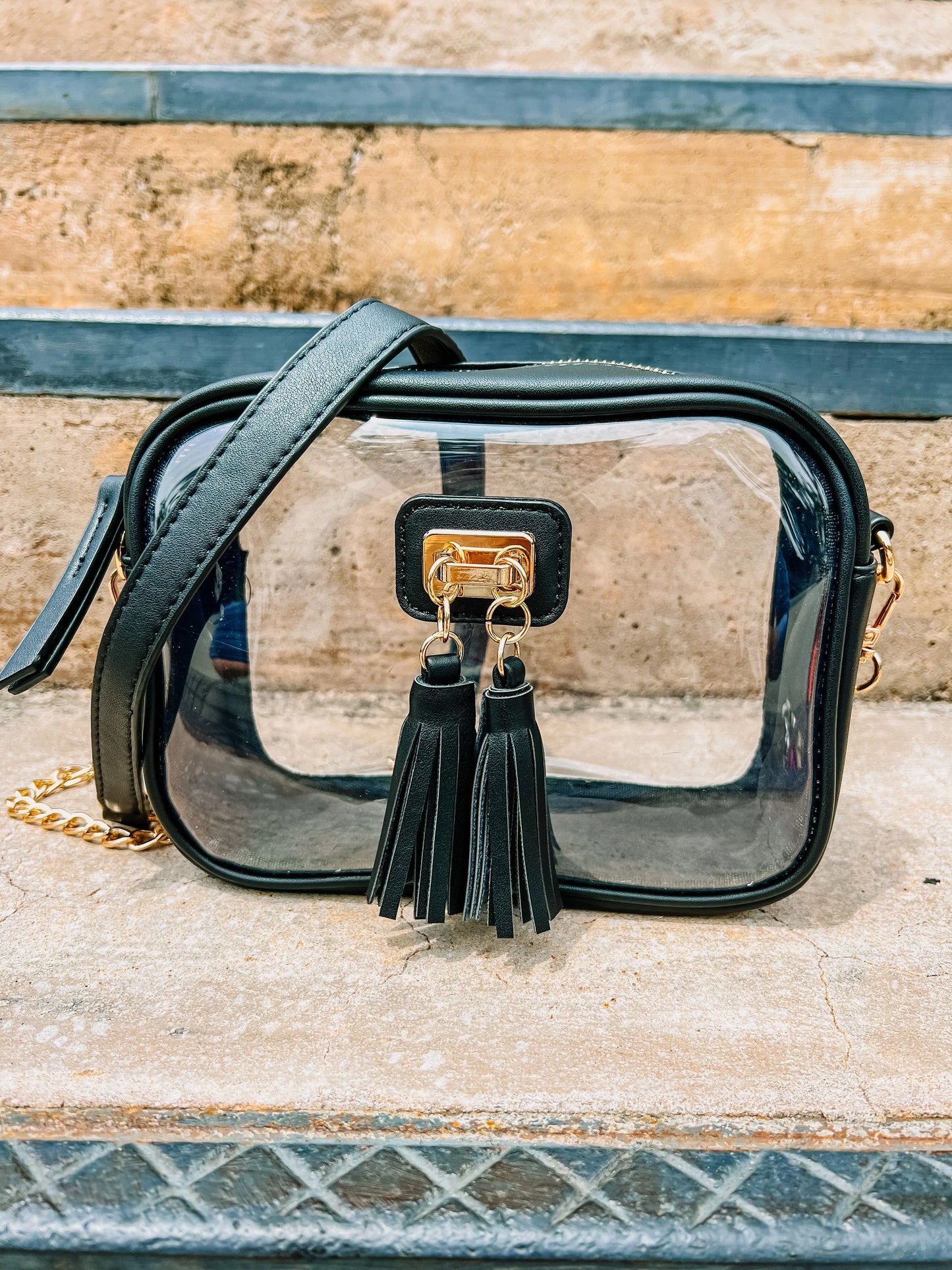 Addison Clear Crossbody BLACK