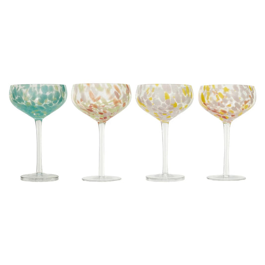 Blown Stemmed Confetti Champagne/Coupe Glass, 4 Styles