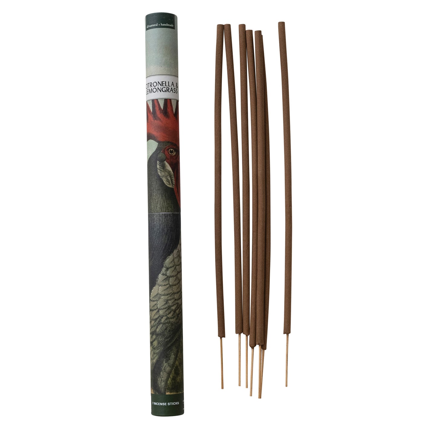 7 Piece All Natural Handmade Citronella & Lemongrass Scented Outdoor Incense Sticks, Set of 7