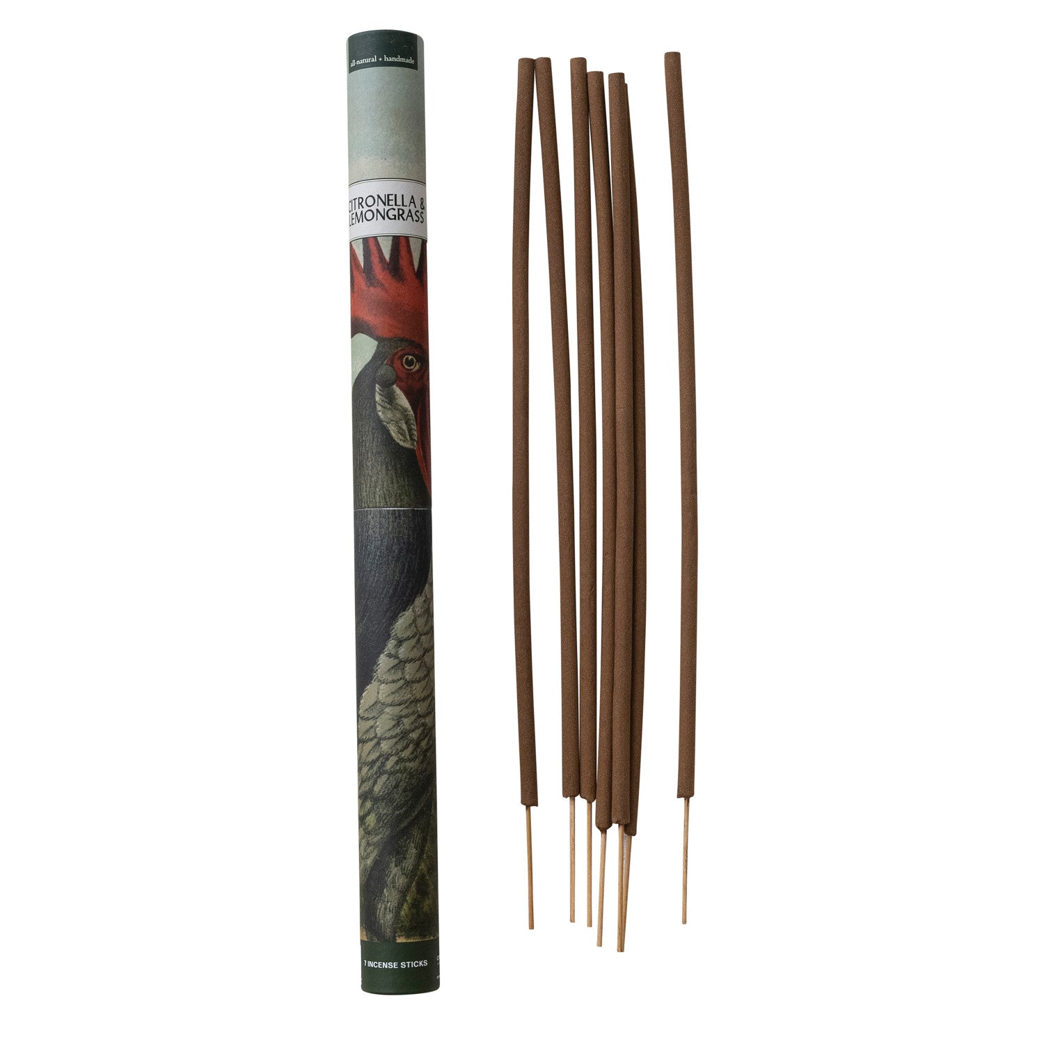 7 Piece All Natural Handmade Citronella & Lemongrass Scented Outdoor Incense Sticks, Set of 7