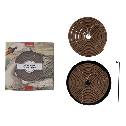 2 Piece Outdoor Hanging Incense Coils with Stand, Set of 3 in Box