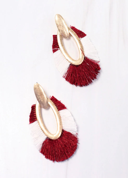 First Down Fringe Earring GARNET WHITE