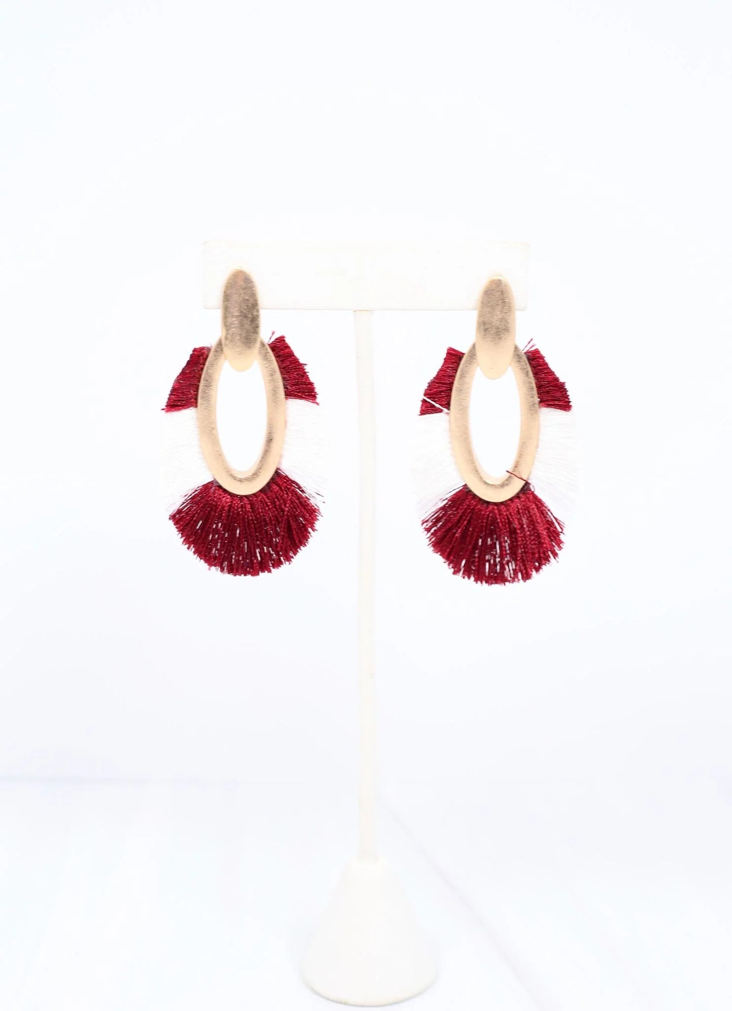 First Down Fringe Earring GARNET WHITE