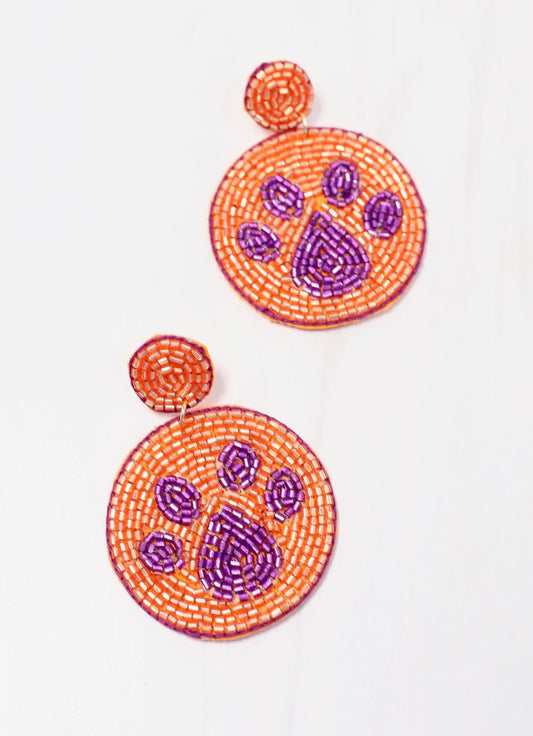 Paw Pride Beaded Earring ORANGE PURPLE