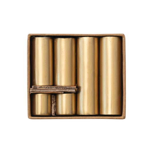 Metal Magnetic Taper Holders, Gold Finish, Boxed Set of 6