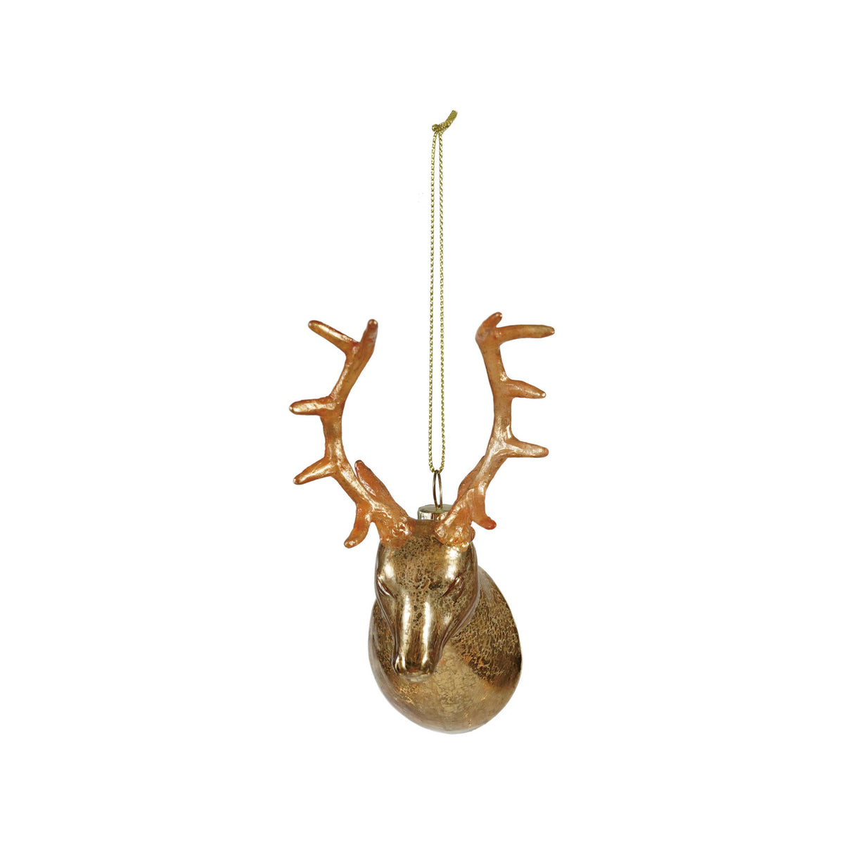 Mercury Glass Deer Head Ornament, Gold Finish