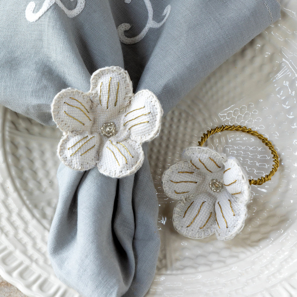 Upcycled Canvas Flower Napkin Ring