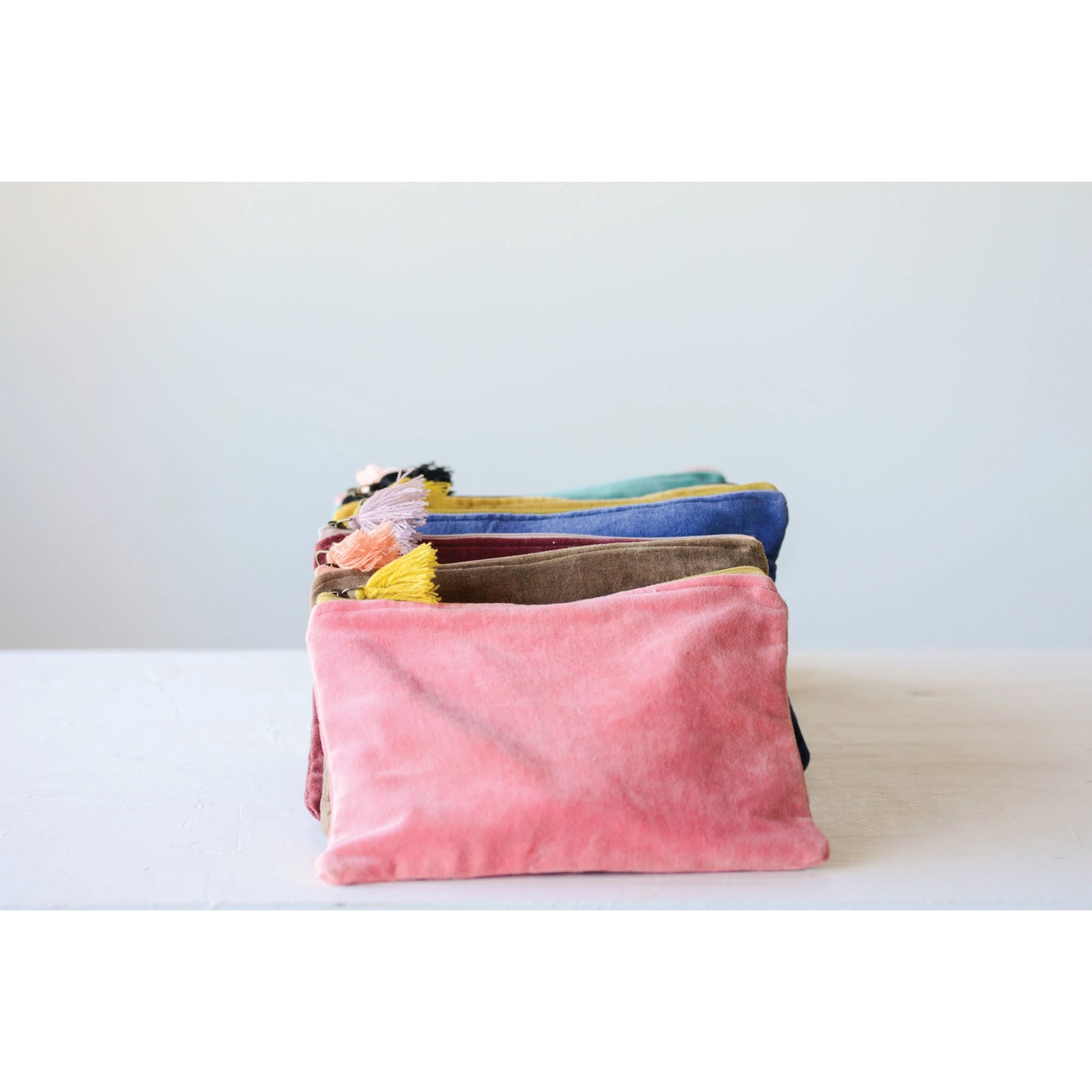 Cotton Velvet Zip Pouch